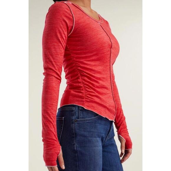 Free People Tops - $58 Free People Right On Run Long Sleeve Layer Thumb Holes Winter Berry  Medium